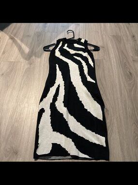 Black & White Zebra Print Sleeveless Knit Dress